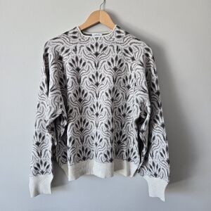 BNWT Reitmans Textured Mockneck Sweater, Size XXL, Cream & Grey Floral Jacquard